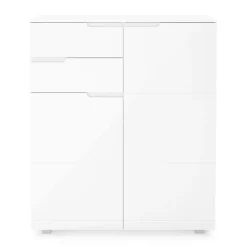 Kommode AVILA 2 Schubladen und 2 Türen 100 x 119 cm Hochglanz weiss