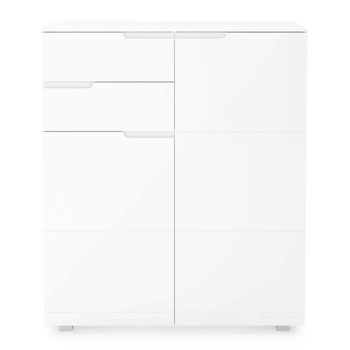 Kommode AVILA 2 Schubladen und 2 Türen 100 x 119 cm Hochglanz weiss