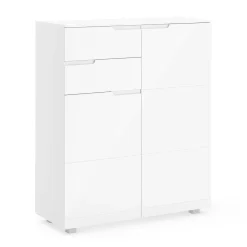 Kommode AVILA 2 Schubladen und 2 Türen 100 x 119 cm Hochglanz weiss