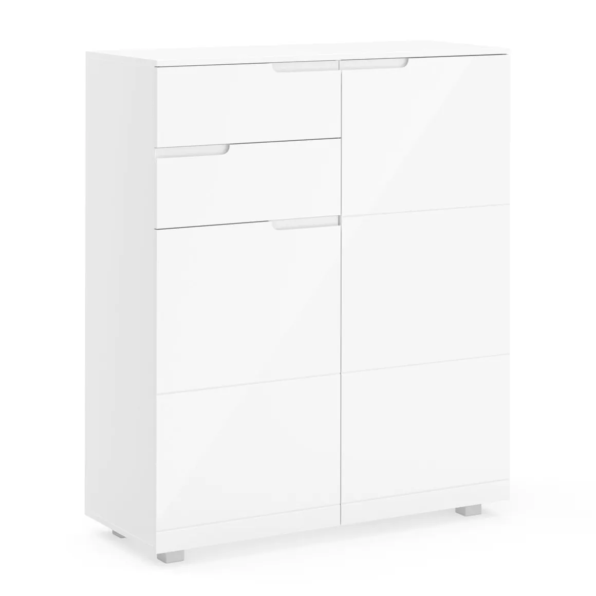 Kommode AVILA 2 Schubladen und 2 Türen 100 x 119 cm Hochglanz weiss