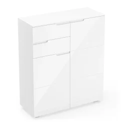 Kommode AVILA 2 Schubladen und 2 Türen 100 x 119 cm Hochglanz weiss
