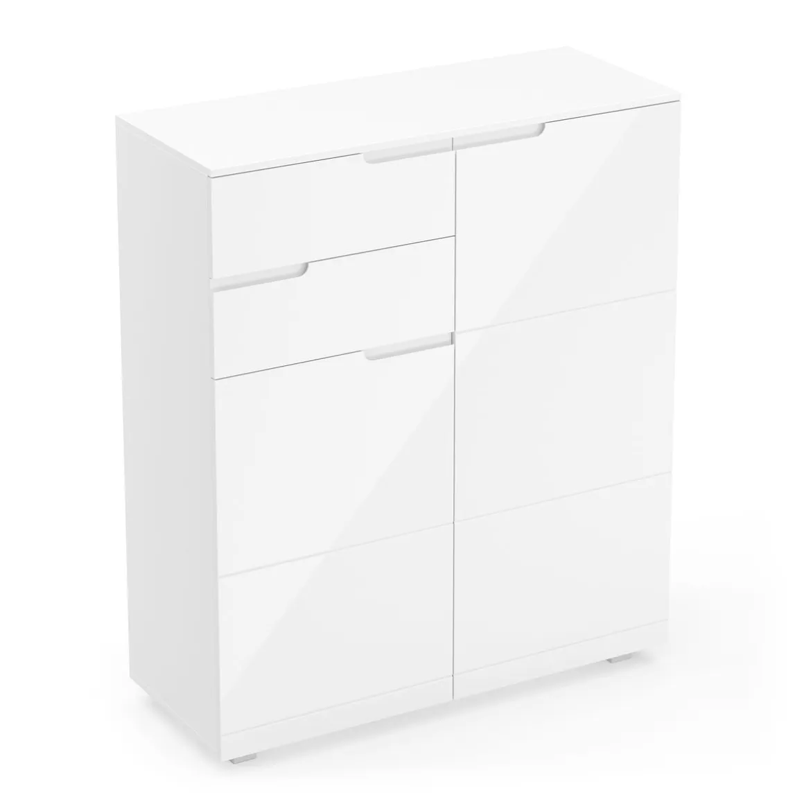 Kommode AVILA 2 Schubladen und 2 Türen 100 x 119 cm Hochglanz weiss