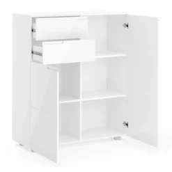 Kommode AVILA 2 Schubladen und 2 Türen 100 x 119 cm Hochglanz weiss