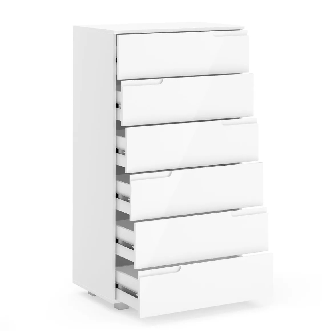 Kommode AVILA 6 Schubladen 65 x 119 cm Hochglanz weiss