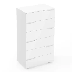 Kommode AVILA 6 Schubladen 65 x 119 cm Hochglanz weiss
