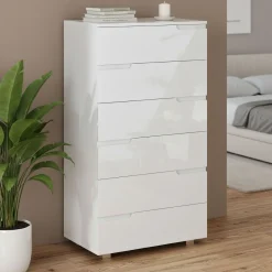 Kommode AVILA 6 Schubladen 65 x 119 cm Hochglanz weiss