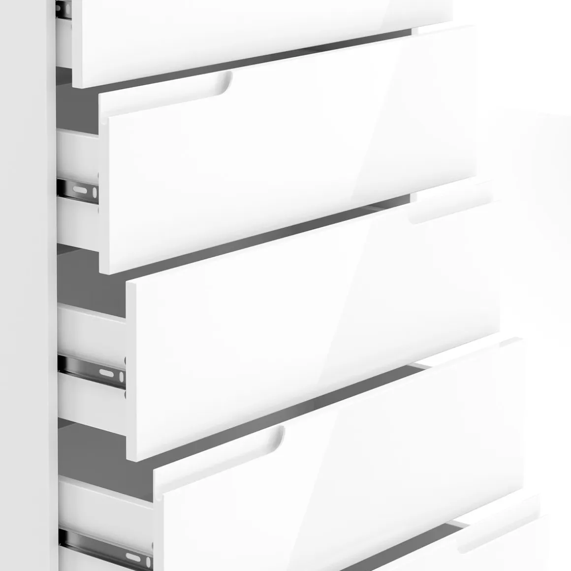Kommode AVILA 6 Schubladen 65 x 119 cm Hochglanz weiss