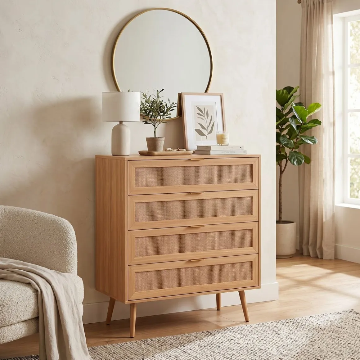 Kommode Holz ARNO 4 Schubladen 80 x 97 cm