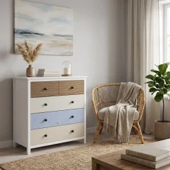 Kommode Holz MAGDA 79 x 80 cm weiss