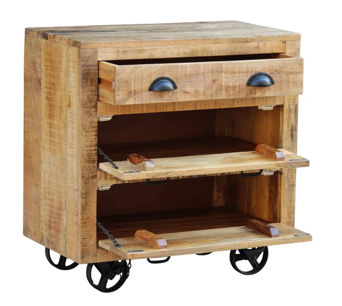 Kommode Holz Vintage FABRIZIO auf Rollen 70 x 75 cm