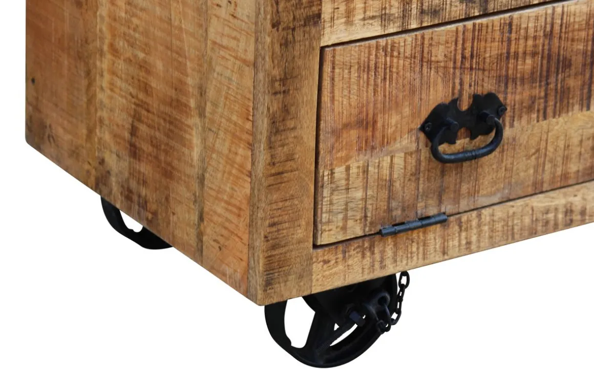 Kommode Holz Vintage FABRIZIO auf Rollen 70 x 75 cm