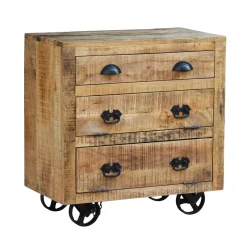 Kommode Holz Vintage FABRIZIO auf Rollen 70 x 75 cm