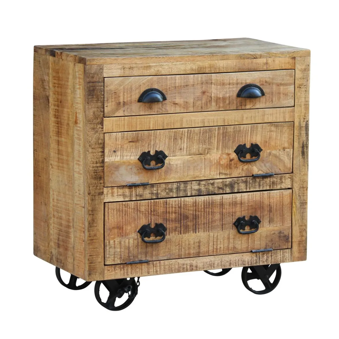 Kommode Holz Vintage FABRIZIO auf Rollen 70 x 75 cm