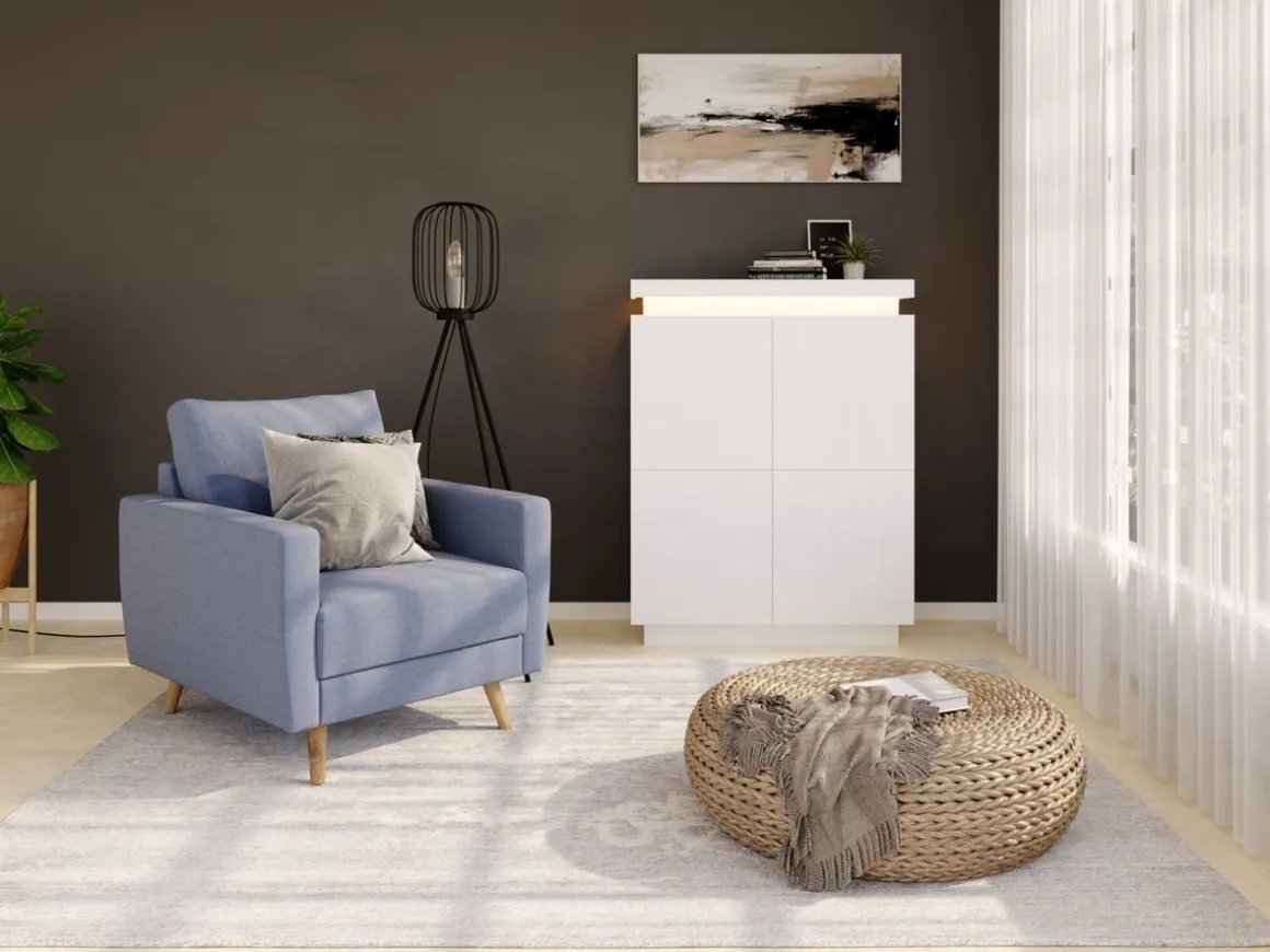 Kommode LED ENRICO 96 x 125 cm weiss