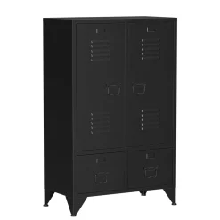 Kommode Metall ANTEY 2 Türen 2 Schubladen 67 x 107 cm schwarz
