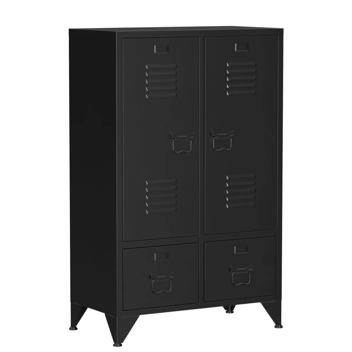 Kommode Metall ANTEY 2 Türen 2 Schubladen 67 x 107 cm schwarz