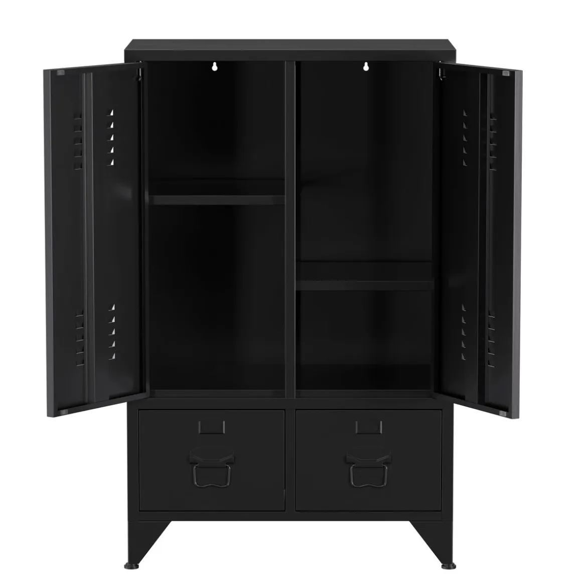 Kommode Metall ANTEY 2 Türen 2 Schubladen 67 x 107 cm schwarz