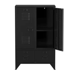Kommode Metall ANTEY 2 Türen 2 Schubladen 67 x 107 cm schwarz