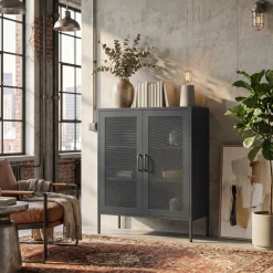 Kommode Metall BRANDO 80 x 101 cm anthrazit