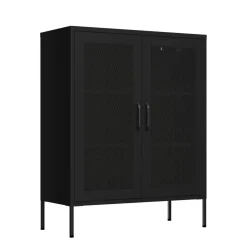 Kommode Metall BRANDO 80 x 101 cm schwarz