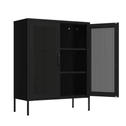 Kommode Metall BRANDO 80 x 101 cm schwarz