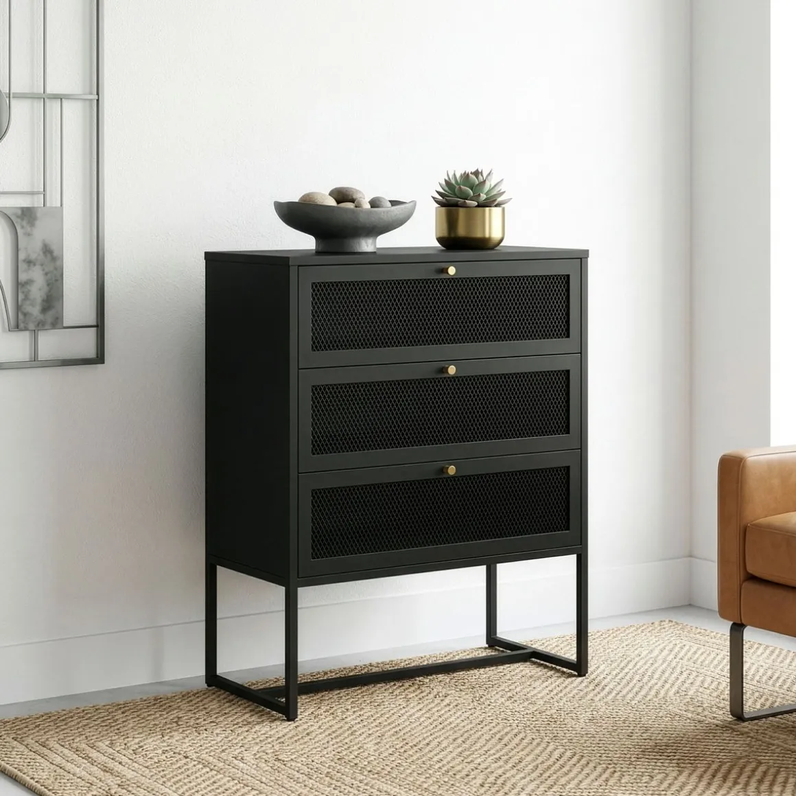 Kommode Metall GILSEY 80 x 105 cm schwarz