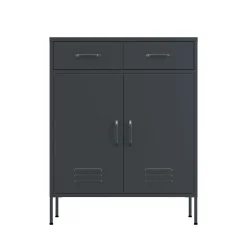 Kommode Metall KLAUS 2 Schubladen 2 Türen 80 x 101 cm anthrazit