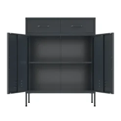 Kommode Metall KLAUS 2 Schubladen 2 Türen 80 x 101 cm anthrazit