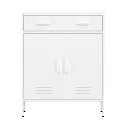 Kommode Metall KLAUS 2 Schubladen 2 Türen 80 x 101 cm weiss