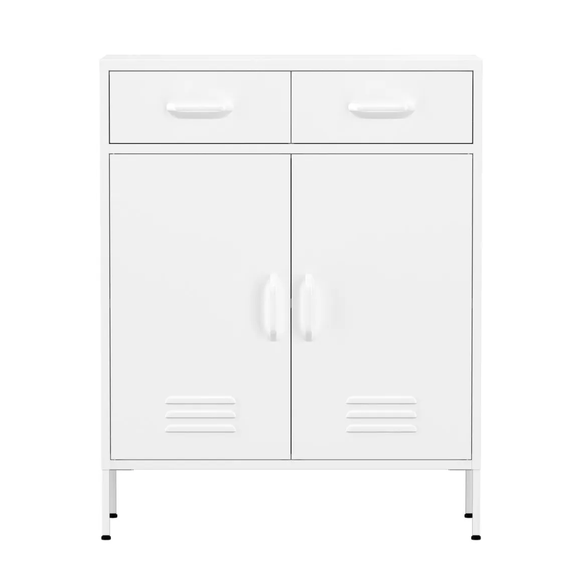 Kommode Metall KLAUS 2 Schubladen 2 Türen 80 x 101 cm weiss