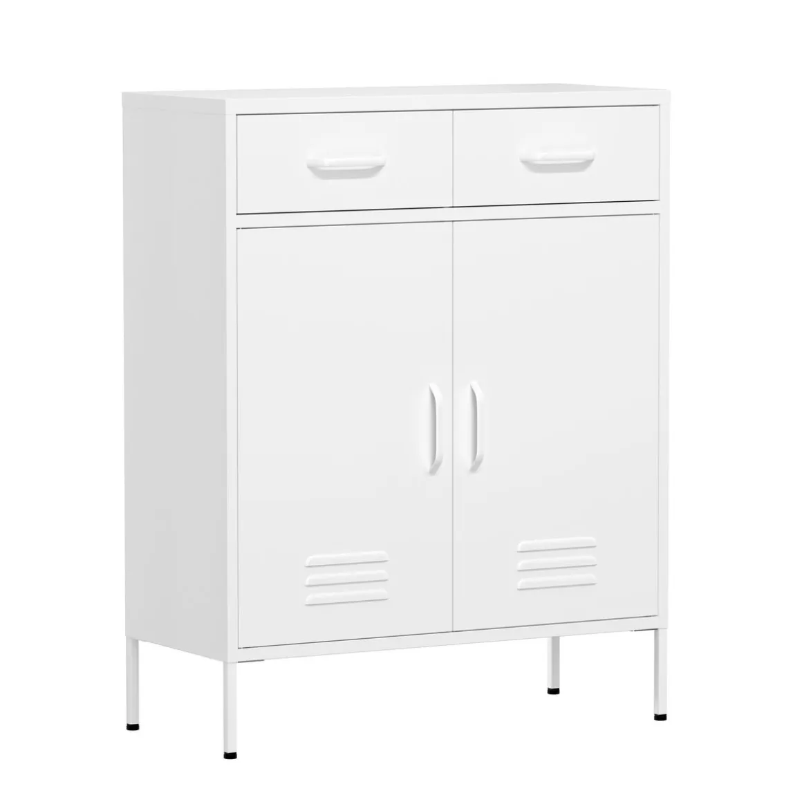 Kommode Metall KLAUS 2 Schubladen 2 Türen 80 x 101 cm weiss