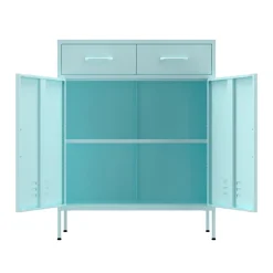 Kommode Metall KLAUS 2 Schubladen 2 Türen 80 x 101 cm mint