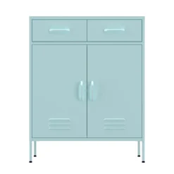 Kommode Metall KLAUS 2 Schubladen 2 Türen 80 x 101 cm mint