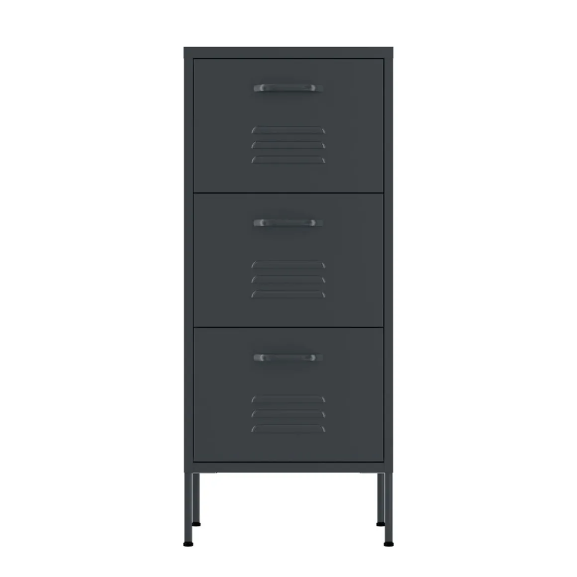 Kommode Metall KLAUS 3 Schubladen 42 x 101 cm anthrazit