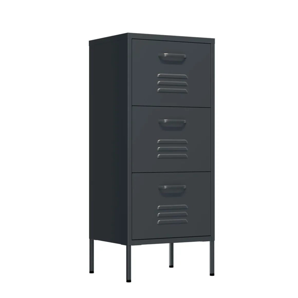 Kommode Metall KLAUS 3 Schubladen 42 x 101 cm anthrazit