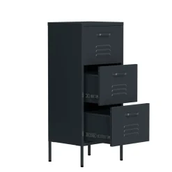 Kommode Metall KLAUS 3 Schubladen 42 x 101 cm anthrazit
