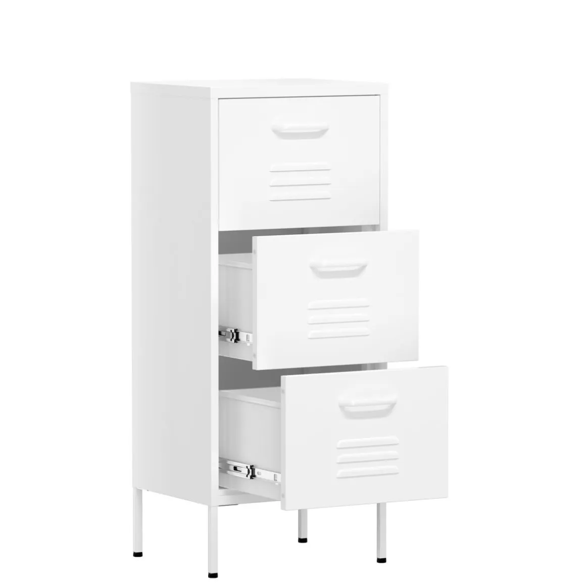 Kommode Metall KLAUS 3 Schubladen 42 x 101 cm weiss