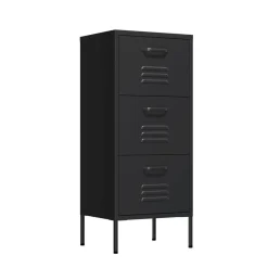 Kommode Metall KLAUS 3 Schubladen 42 x 101 cm schwarz