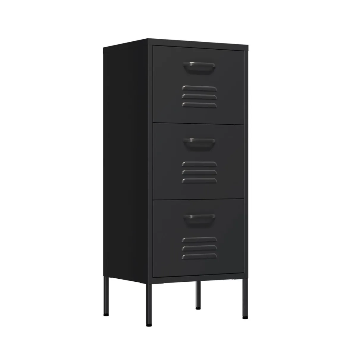 Kommode Metall KLAUS 3 Schubladen 42 x 101 cm schwarz