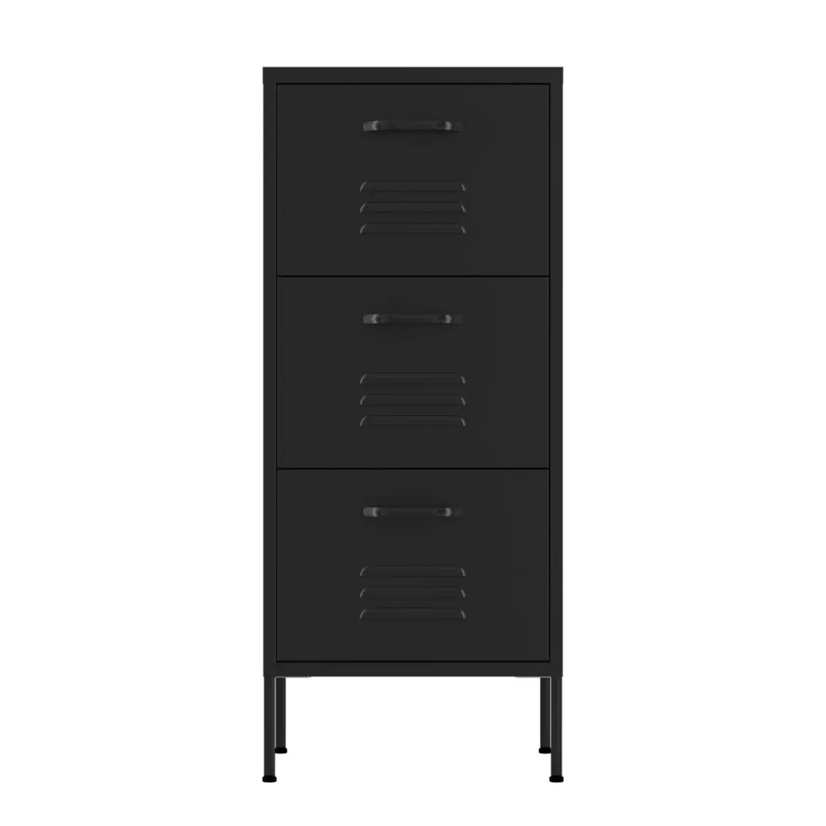Kommode Metall KLAUS 3 Schubladen 42 x 101 cm schwarz