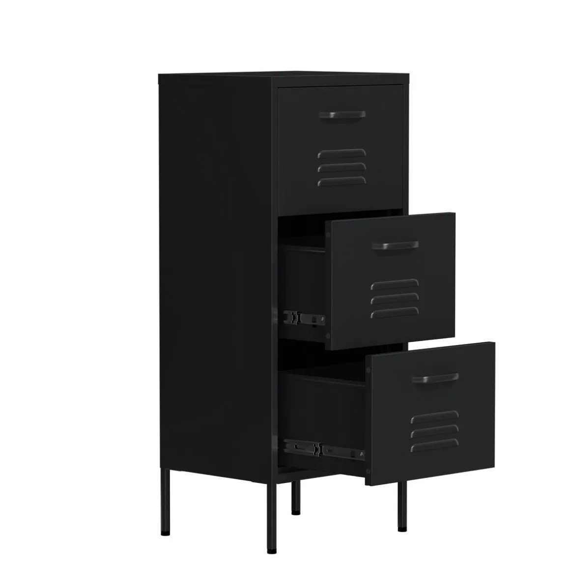 Kommode Metall KLAUS 3 Schubladen 42 x 101 cm schwarz