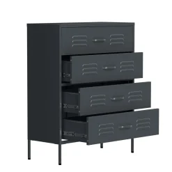 Kommode Metall KLAUS 4 Schubladen 80 x 101 cm anthrazit