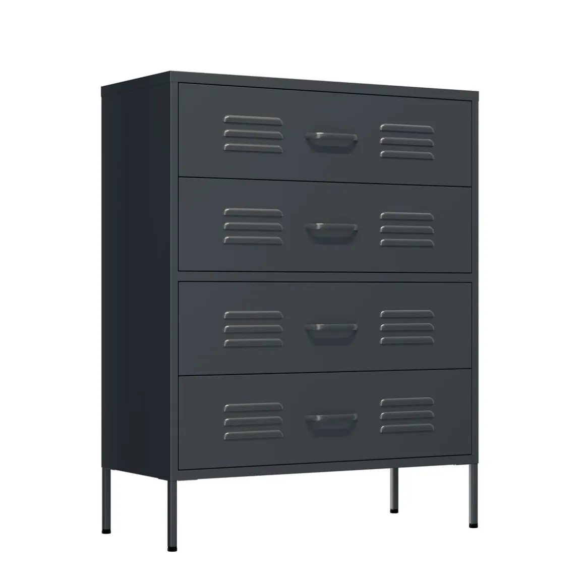 Kommode Metall KLAUS 4 Schubladen 80 x 101 cm anthrazit