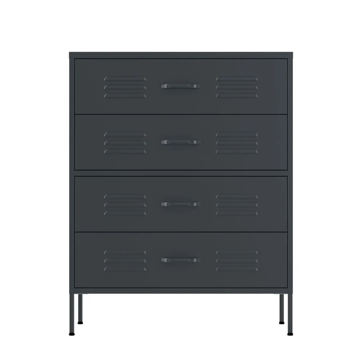 Kommode Metall KLAUS 4 Schubladen 80 x 101 cm anthrazit