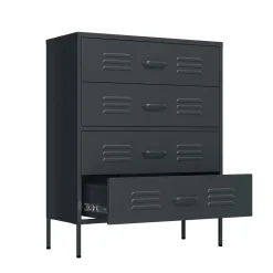 Kommode Metall KLAUS 4 Schubladen 80 x 101 cm anthrazit