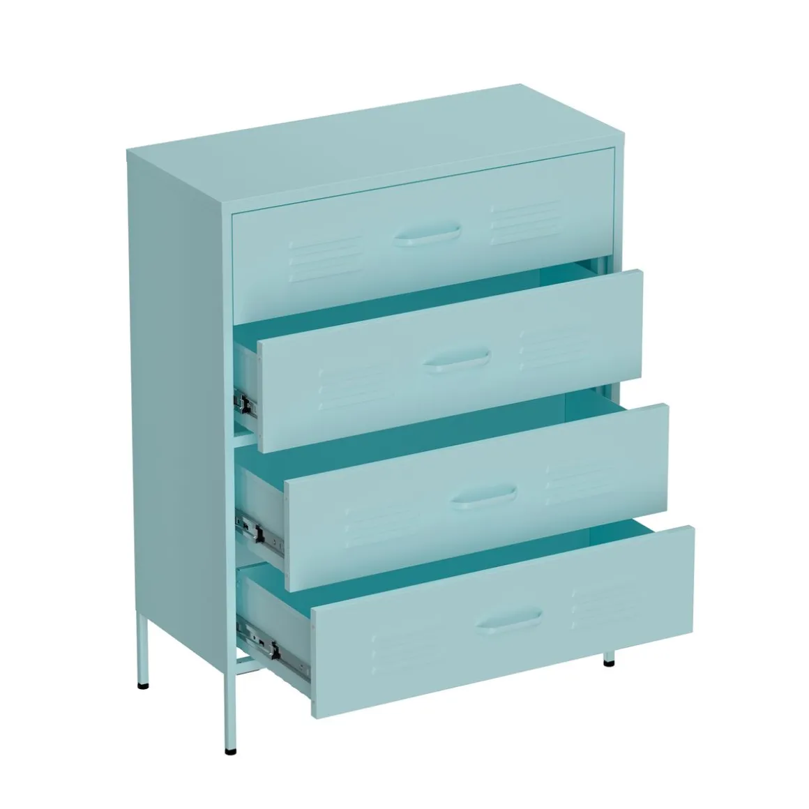 Kommode Metall KLAUS 4 Schubladen 80 x 101 cm mint