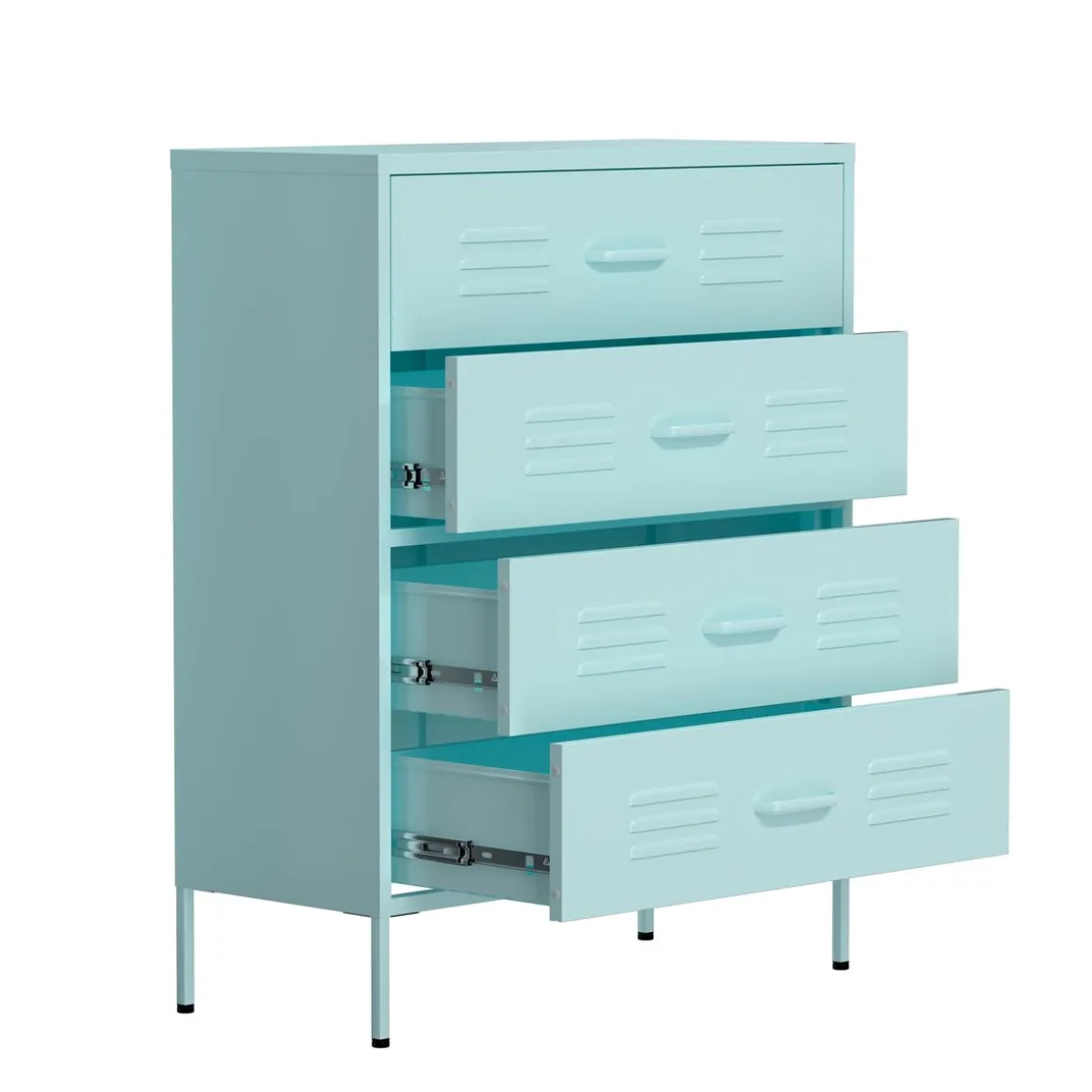 Kommode Metall KLAUS 4 Schubladen 80 x 101 cm mint