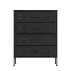 Kommode Metall KLAUS 4 Schubladen 80 x 101 cm schwarz