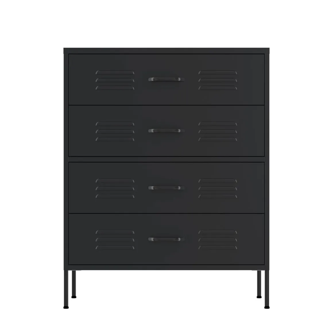 Kommode Metall KLAUS 4 Schubladen 80 x 101 cm schwarz