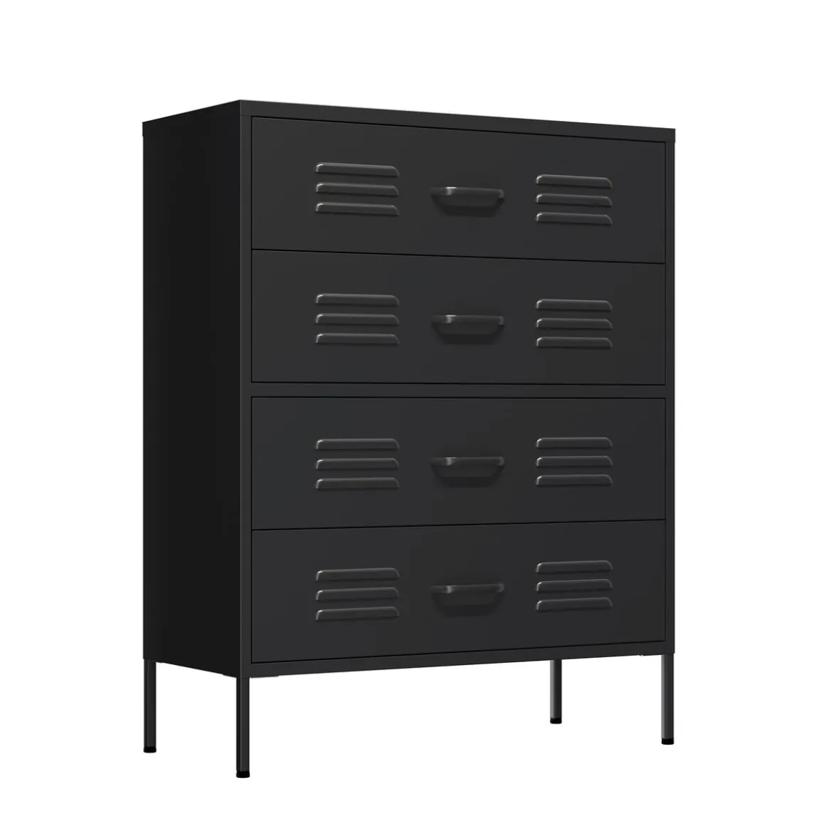 Kommode Metall KLAUS 4 Schubladen 80 x 101 cm schwarz